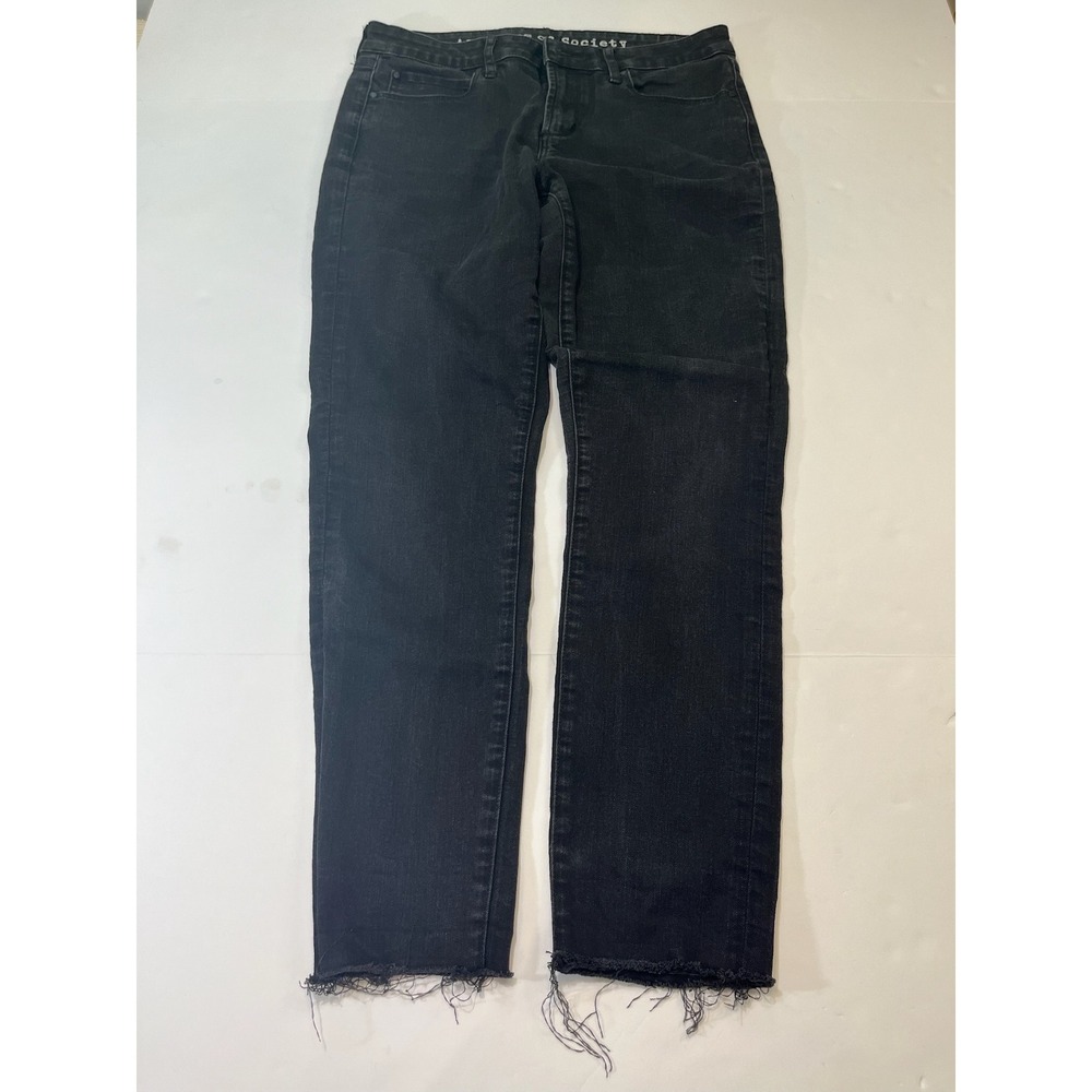 Articles of Society Jeans Womens 29 Black Raw Hem Slim Straight Pant Edgy Grunge